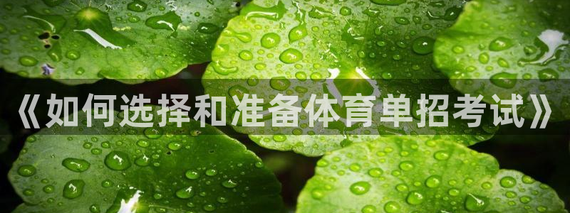 nba极速：《如何选择和准备体育单招考试